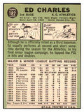 1967 Topps #182 Ed Charles A's Signed Autographed 509265