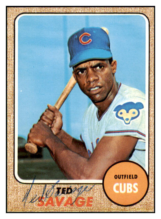 1968 Topps #119 Ted Savage Cubs Signed Autographed 509420