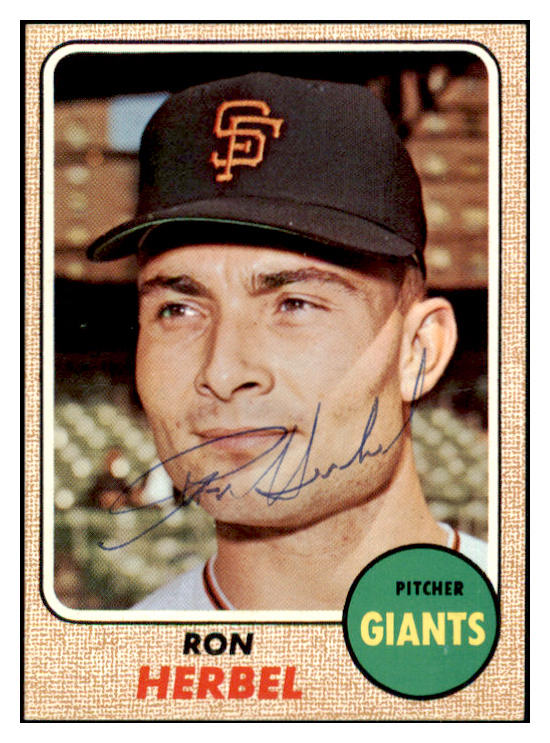 1968 Topps #333 Ron Herbel Giants Signed Autographed 509479