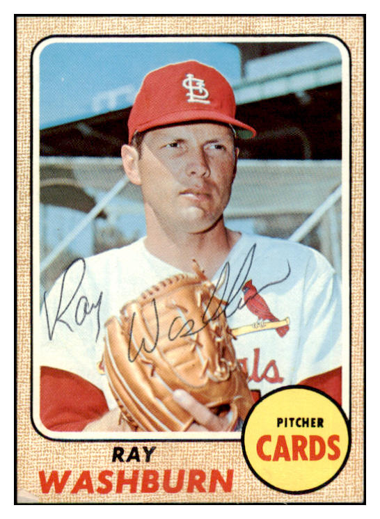 1968 Topps #388 Ray Washburn Cardinals Signed Autographed 509490