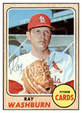 1968 Topps #388 Ray Washburn Cardinals Signed Autographed 509490