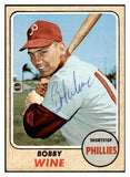 1968 Topps #396 Bobby Wine Phillies Signed Autographed 509493