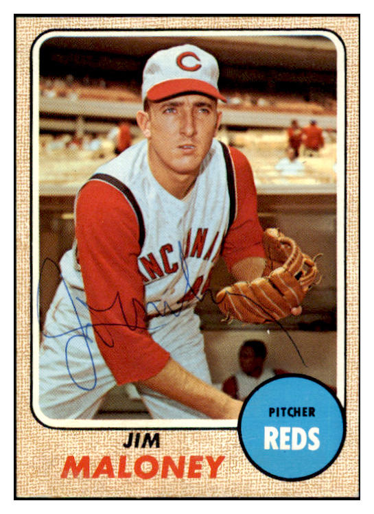 1968 Topps #425 Jim Maloney Reds Signed Autographed 509506