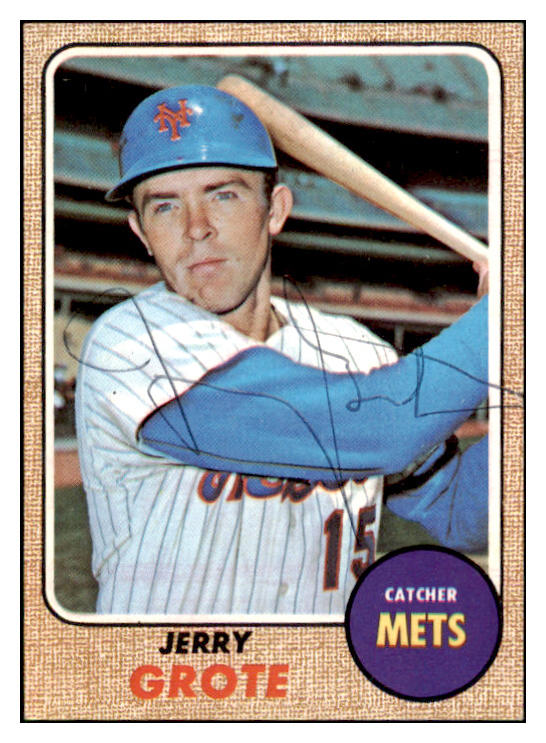 1968 Topps #582 Jerry Grote Mets Signed Autographed 509552