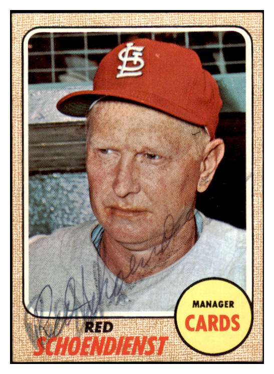 1968 Topps #294 Red Schoendienst Cardinals Signed Autographed 509562