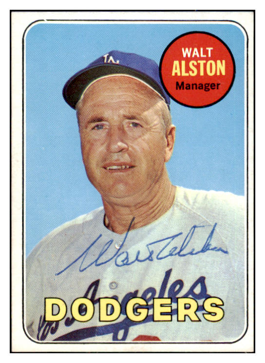 1969 Topps #024 Walt Alston Dodgers Signed Autographed 509574