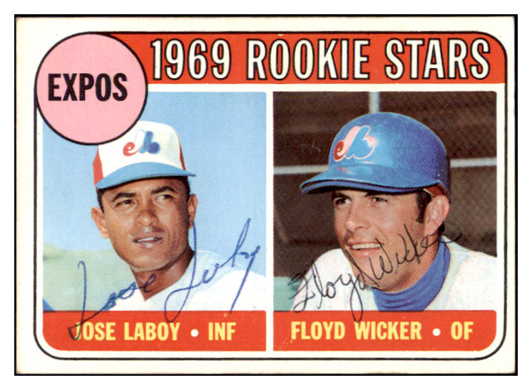 1969 Topps #524 Jose Laboy Floyd Wicker Signed Autographed 509584