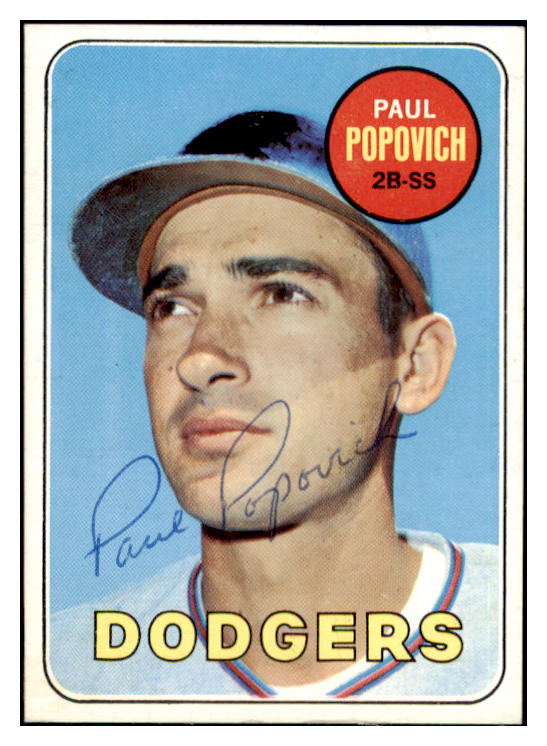 1969 Topps #047 Paul Popovich Dodgers Signed Autographed 509598