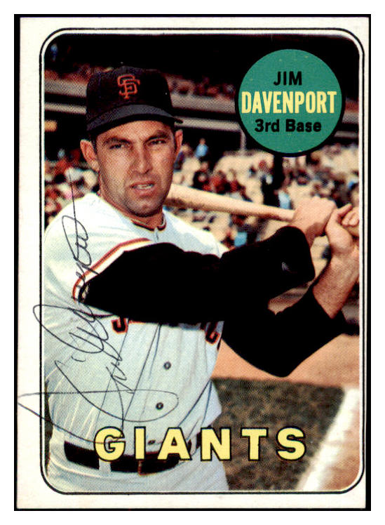 1969 Topps #102 Jim Davenport Giants Signed Autographed 509614