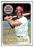 1969 Topps #108 Tony Taylor Phillies Signed Autographed 509616