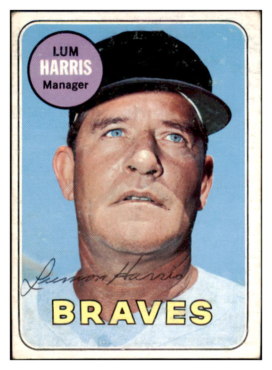 1969 Topps #196 Lum Harris Braves Signed Autographed 509642