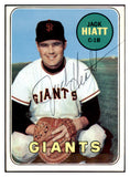 1969 Topps #204 Jack Hiatt Giants Signed Autographed 509645