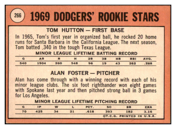 1969 Topps #266 Alan Foster Dodgers Signed Autographed 509661