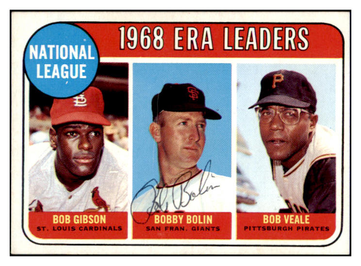 1969 Topps #008 N.L. ERA Leaders Bobby Bolin  Signed Autographed 509740