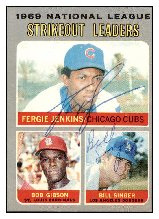 1970 Topps #071 N.L. Strike Out Leaders Fergie Jenkins Bill Singer Signed Autographed