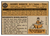 1960 Topps #315 Bobby Shantz Yankees Signed Autographed 509782