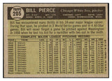 1961 Topps #205 Billy Pierce White Sox Signed Autographed 509790