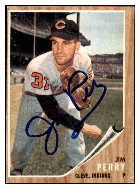 1962 Topps #405 Jim Perry Indians Signed Autographed 509796