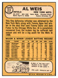 1968 Topps #313 Al Weis Mets Signed Autographed 509809