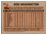 1983 Topps #458 Ron Washington Twins Signed Autographed 509841