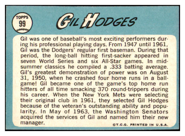 1965 Topps Baseball #099 Gil Hodges Senators EX-MT 509922
