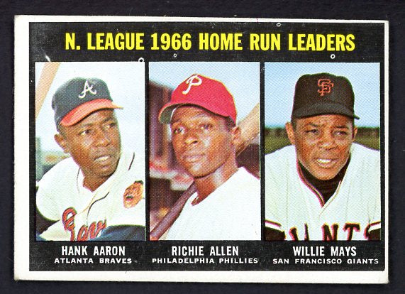 1967 Topps Baseball #244 N.L. Home Run Leaders Aaron Mays EX 510015