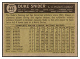 1961 Topps Baseball #443 Duke Snider Dodgers EX-MT 510032