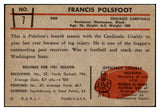 1953 Bowman Football #007 Francis Polsfoot Cardinals VG 510054