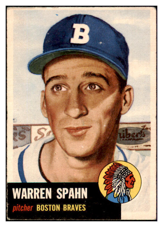 1953 Topps Baseball #147 Warren Spahn Braves EX 510103