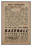 1952 Bowman Baseball #089 Billy Hitchcock A's EX 510121