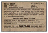 1952 Bowman Small Football #116 Russ Craft Eagles VG-EX 510140