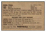 1952 Bowman Small Football #103 Don Paul Cardinals VG-EX 510142