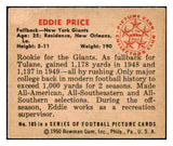 1950 Bowman Football #105 Eddie Price Giants EX-MT 510166