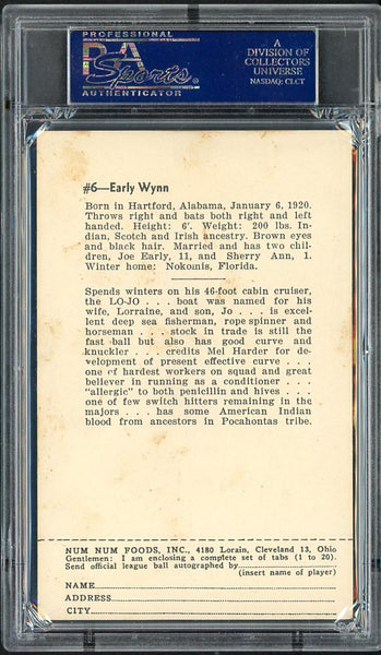 1952 Num Num #006 Early Wynn Indians PSA 3 VG w Tab 510278