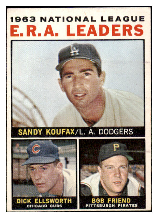 1964 Topps Baseball #001 N.L. ERA Leaders Sandy Koufax EX-MT 510542