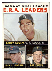 1964 Topps Baseball #001 N.L. ERA Leaders Sandy Koufax EX-MT 510542