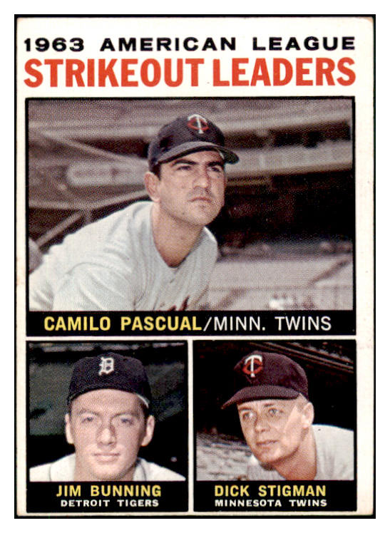 1964 Topps Baseball #006 A.L. Strike Out Leaders Jim Bunning EX 510554