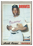 1970 Topps Baseball #500 Hank Aaron Braves VG 510607