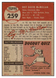 1953 Topps Baseball #259 Roy McMillan Reds EX-MT 510715