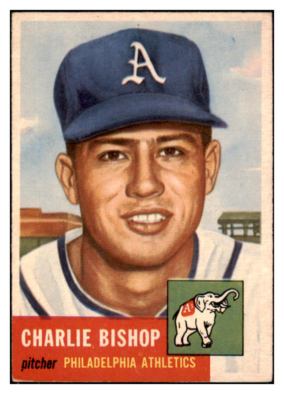 1953 Topps Baseball #186 Charlie Bishop A's EX 510725