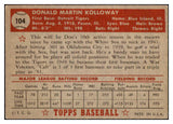 1952 Topps Baseball #104 Don Kolloway Tigers EX 510776