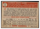 1952 Topps Baseball #005 Larry Jansen Giants VG-EX Red 510780