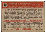 1952 Topps Baseball #221 Granny Hamner Phillies VG 510786