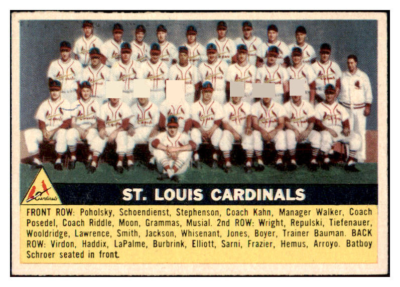 1956 Topps Baseball #134 St. Louis Cardinals Team EX-MT Gray 510804