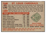 1956 Topps Baseball #134 St. Louis Cardinals Team EX-MT Gray 510804