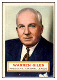 1956 Topps Baseball #002 Warren Giles President EX-MT Gray 510805