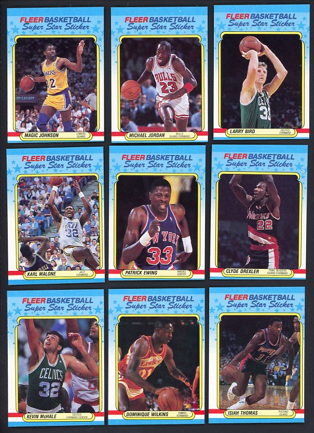 1988 Fleer Basketball Stickers Complete Set Jordan Bird 510926