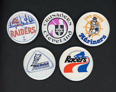 1973 WHA Hockey Team Logo Buttons Set Lot 5 Diff EX-MT Aeros 510997