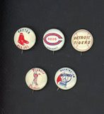 1950 Baseball Trademark Pins Set Lot 5 Diff Red Sox Tigers 511001