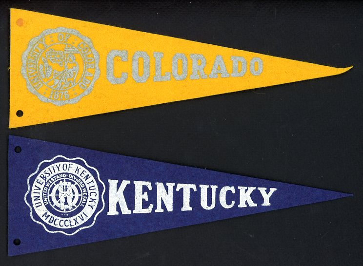 1960 Leaf College Football Pennants 3 1/4" X 9 1/4" Set Lot 2 Diff 511014